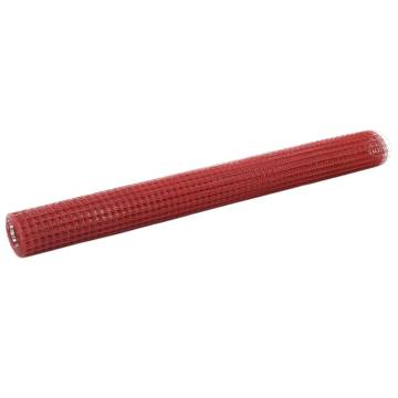 Chicken Wire Fence Steel with PVC Coating - 10x1.5 m Red