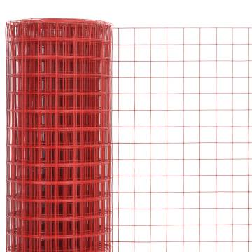 Chicken Wire Fence Steel with PVC Coating - 10x1.5 m Red