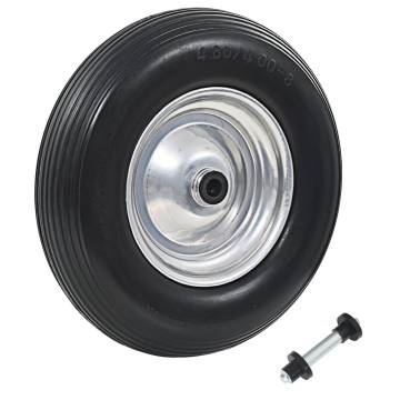 Solid PU Wheelbarrow Wheel with Axle 390 mm – Puncture-Proof