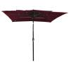 3-Tier Bordeaux Red Parasol with Aluminium Pole - Hipomarket