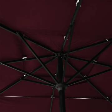 3-Tier Bordeaux Red Parasol with Aluminium Pole - Hipomarket