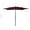 3-Tier Bordeaux Red Parasol with Aluminium Pole - Hipomarket