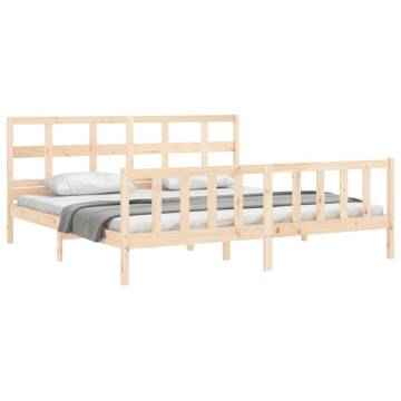 Bed Frame with Headboard 200x200 cm - Solid Wood Elegance