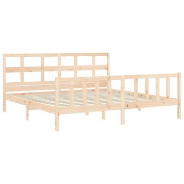 Bed Frame with Headboard 200x200 cm - Solid Wood Elegance