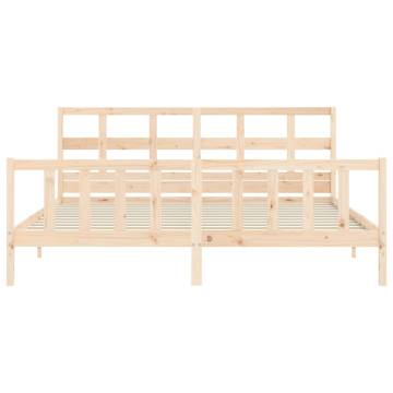 Bed Frame with Headboard 200x200 cm - Solid Wood Elegance