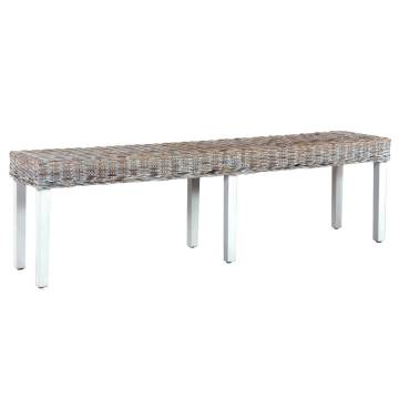 Elegant 160 cm White Rattan Bench | Solid Mango Wood