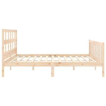 Bed Frame with Headboard 200x200 cm - Solid Wood Elegance