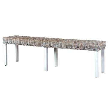 Elegant 160 cm White Rattan Bench | Solid Mango Wood