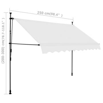 Manual Retractable Awning with LED - 250 cm Cream