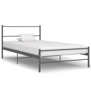 Grey Metal Bed Frame 100x200 cm - Durable & Stylish | HipoMarket