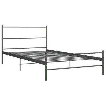 Grey Metal Bed Frame 100x200 cm - Durable & Stylish | HipoMarket