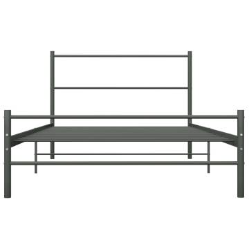 Grey Metal Bed Frame 100x200 cm - Durable & Stylish | HipoMarket