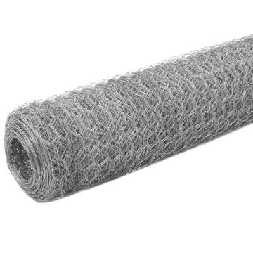 Galvanised Steel Chicken Wire Fence 25x1.2m - Silver