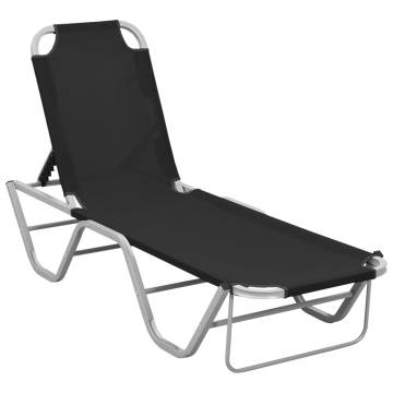 Sun Lounger Aluminium and Textilene Black | Hipo Market