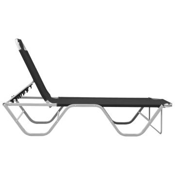 Sun Lounger Aluminium and Textilene Black | Hipo Market