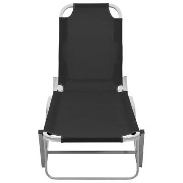 Sun Lounger Aluminium and Textilene Black | Hipo Market