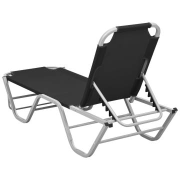 Sun Lounger Aluminium and Textilene Black | Hipo Market