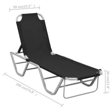 Sun Lounger Aluminium and Textilene Black | Hipo Market