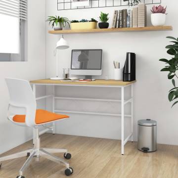 Stylish White & Light Oak Computer Desk | Hipomarket