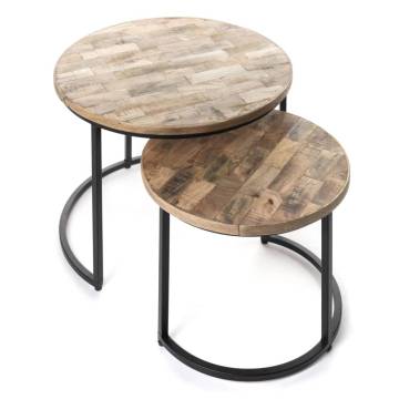 Rousseau 2 Piece Side Table Set - Linus Mangolia Wood