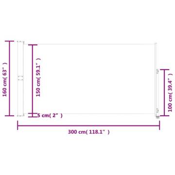 Patio Retractable Side Awning 160 x 300 cm - Grey