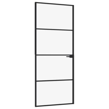 Interior Door Black 83x201.5 cm with Tempered Glass & Aluminium