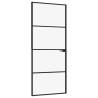 Interior Door Black 83x201.5 cm with Tempered Glass & Aluminium