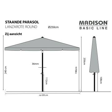 Madison Parasol Lanzarote 250 cm Round Taupe - Durable & Stylish