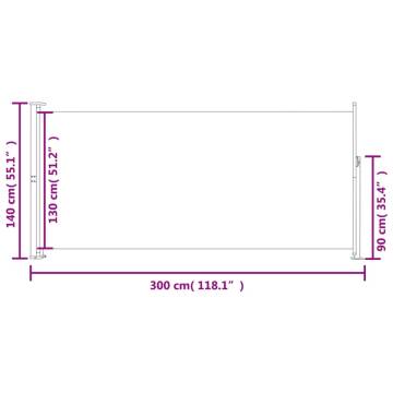 Retractable Side Awning 140 x 300 cm - Red | HipoMarket