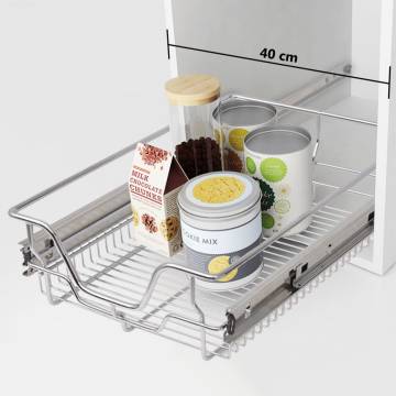 Pull-Out Wire Baskets 2 pcs Silver 400 mm - Durable Kitchen Storage