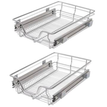 Pull-Out Wire Baskets 2 pcs Silver 400 mm - Durable Kitchen Storage