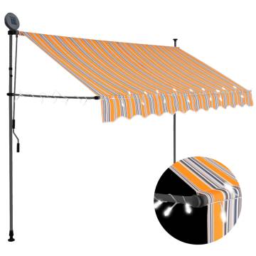 Manual Retractable Awning with LED - 250 cm Yellow & Blue