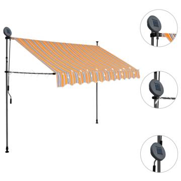 Manual Retractable Awning with LED - 250 cm Yellow & Blue