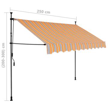 Manual Retractable Awning with LED - 250 cm Yellow & Blue