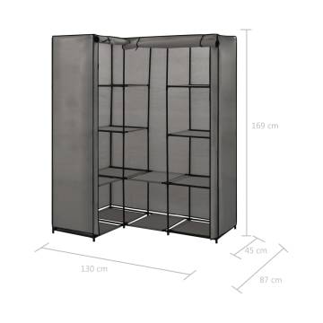 Corner Wardrobe Grey 130x87x169 cm - Stylish Storage Solution