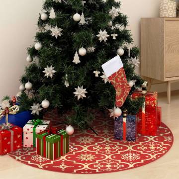 Luxury Red Christmas Tree Skirt & Sock - 90 cm Fabric