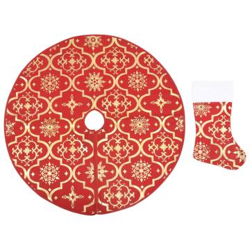 Luxury Red Christmas Tree Skirt & Sock - 90 cm Fabric