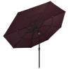 3-Tier Bordeaux Red Parasol with Aluminium Pole - 3.5m