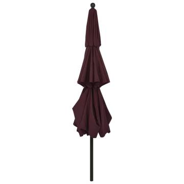 3-Tier Bordeaux Red Parasol with Aluminium Pole - 3.5m