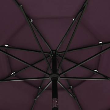 3-Tier Bordeaux Red Parasol with Aluminium Pole - 3.5m