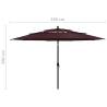 3-Tier Bordeaux Red Parasol with Aluminium Pole - 3.5m