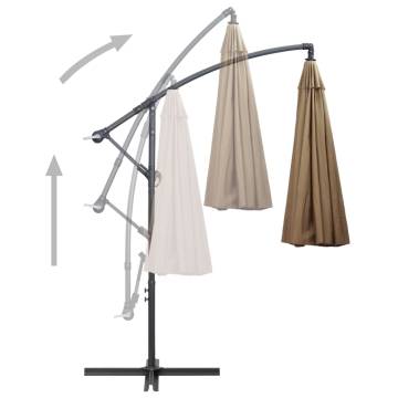 Hanging Parasol Taupe 3m Aluminium Pole | Shade & Comfort