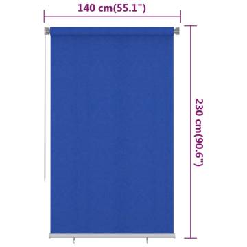 Outdoor Roller Blind 140x230 cm Blue HDPE | HipoMarket