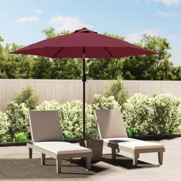 Outdoor Parasol with Metal Pole - Bordeaux Red 300 cm