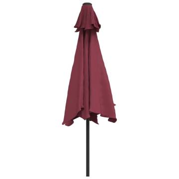 Outdoor Parasol with Metal Pole - Bordeaux Red 300 cm