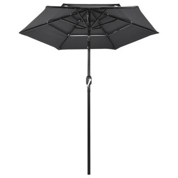 3-Tier Aluminium Garden Parasol - Anthracite 2m