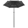 3-Tier Aluminium Garden Parasol - Anthracite 2m