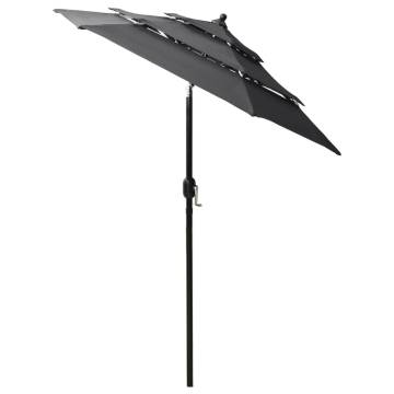 3-Tier Aluminium Garden Parasol - Anthracite 2m