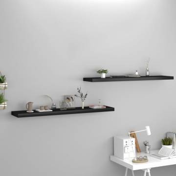 Floating Wall Shelves (2 pcs) - Stylish Black MDF Display Shelves