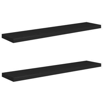 Floating Wall Shelves (2 pcs) - Stylish Black MDF Display Shelves